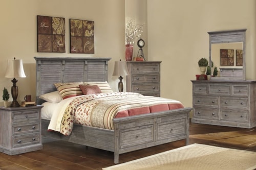 Rustic 4-Piece Queen Bedroom Set with Footboard Storage