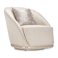 Transitional Upholstered Swivel Accent Chair with Single Throw Pillow