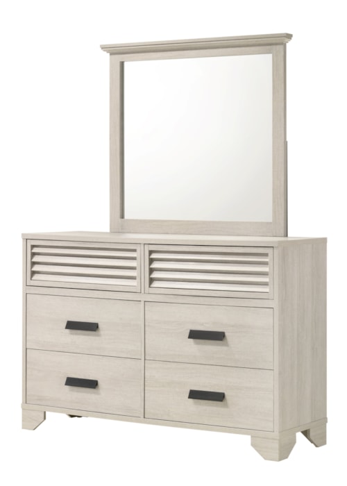 Contemporary 6-Drawer Dresser & Mirror Set