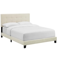 Queen Upholstered Fabric Bed