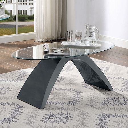 Contemporary Coffee Table with Tempered Glass Top