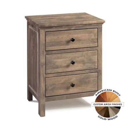 3-Drawer Nightstand - Wide