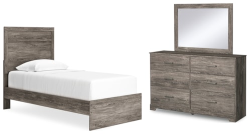 Twin Panel Bed, Dresser And Mirror