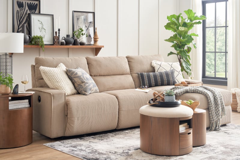 Manual Reclining Chaise Sofa