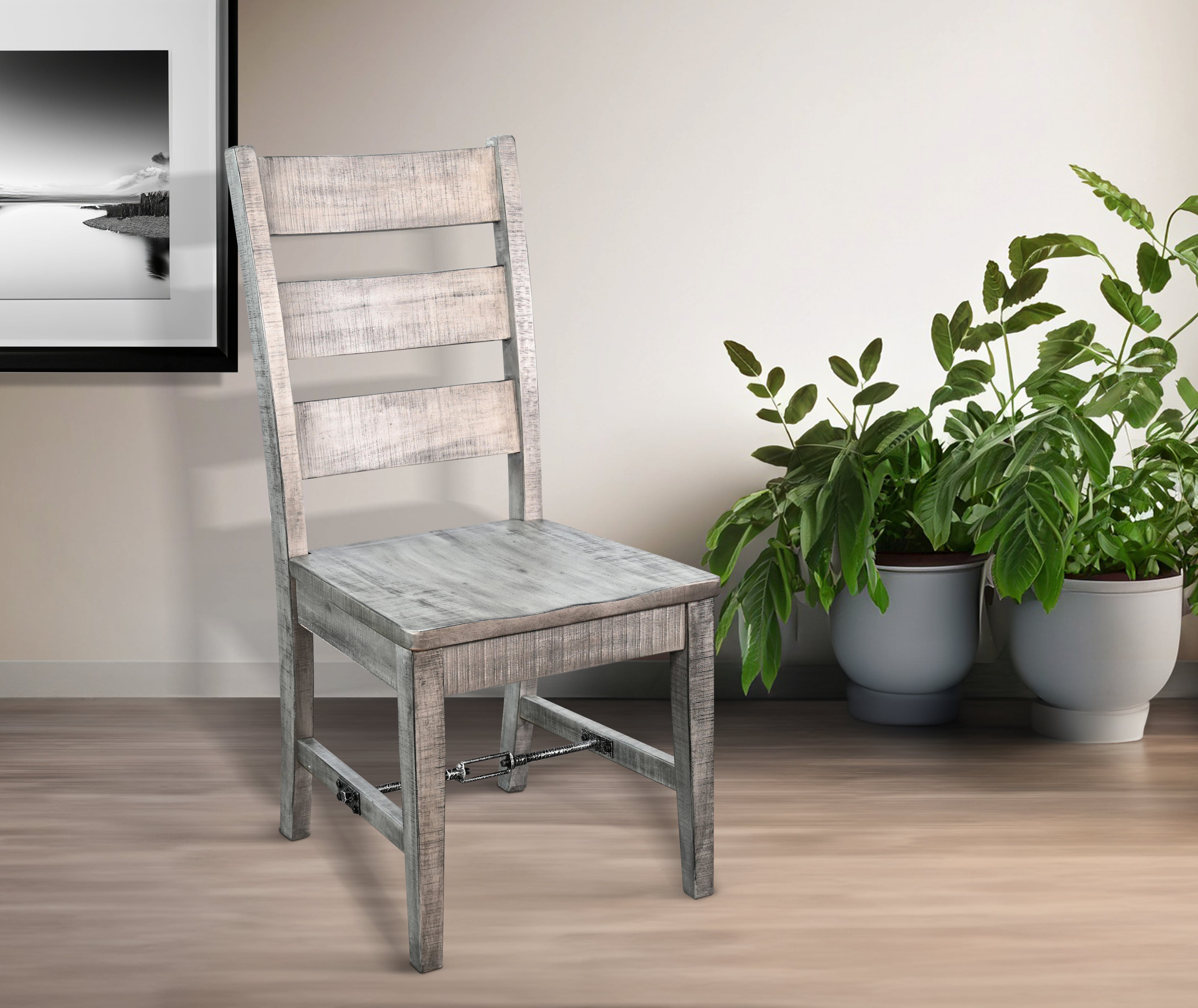 Ladderback Chair With Turnbuckle, Wood Seat