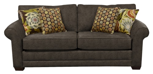 Casual Queen Sleeper Sofa with Flared Rolled Arms