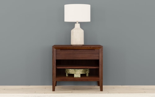 Transitional Single Drawer Nightstand with Lower Shelves