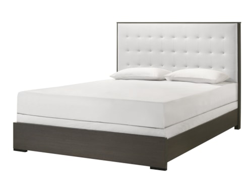 Sharpe Contemporary Upholstered Bed with Tufted Headboard - Queen