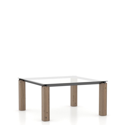 Industrial Customizable Glass-Top Square Dining Table