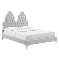 Tufted Performance Velvet Queen Platform Bed