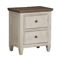 Farmhouse 2-Drawer Nightstand with Charging Station