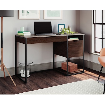 Modern Industrial Single Pedestal Desk with Pencil Drawer and File Drawer