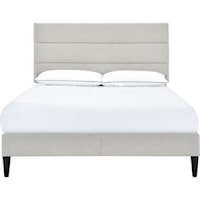 Contemporary Horizontally Channeled Full Upholstered Platform Bed in Light Gray