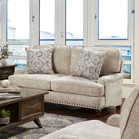 Katherine Transitional Loveseat with Nailhead Trim