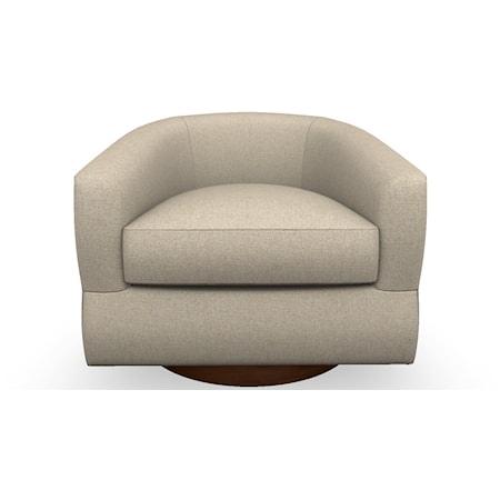 Contemporary Swivel Barrel Chair with Wood Base