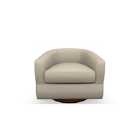 Contemporary Swivel Barrel Chair with Wood Base