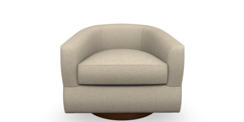 Contemporary Swivel Barrel Chair with Wood Base