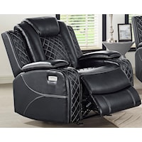 Contemporary Glider Recliner with Storage Arms