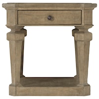 Transitional 1-Drawer End Table with Turned Legs