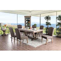 7-Piece Rustic Dining Table Set with Marble Top