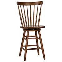 Transitional 24" Counter Height Swivel Stool with Spindle Back