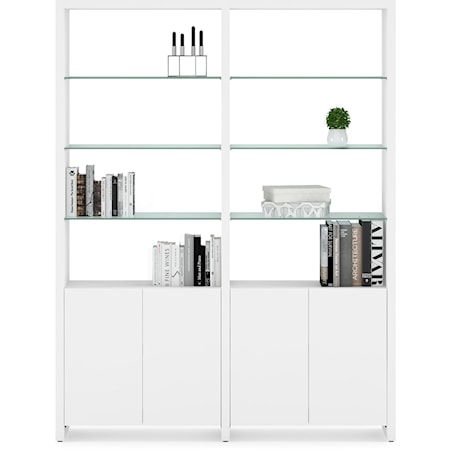 Contemporary 2-Shelf System with Glass Shelves