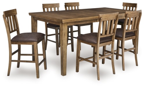 Counter Height Extension Dining Table And 6 Barstools