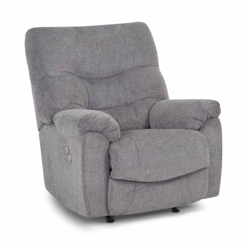 Casual Manual Rocker Recliner with Pillow Arms