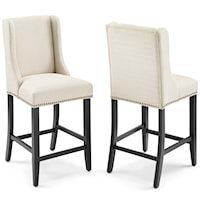 Counter Stool Upholstered Fabric Set of 2