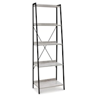 70" Bookcase with Metal Frame and Concrete-Look Shelves