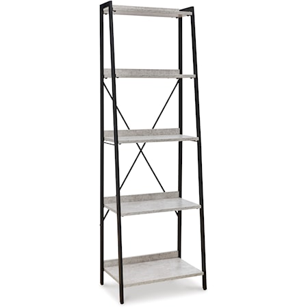 70" Bookcase with Metal Frame and Concrete-Look Shelves