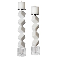 Casen Marble Cube Candleholders, S/2