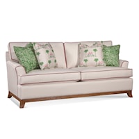 Contemporary Queen Sleeper Sofa with Flare Tapered Arms and Contrasting Welt