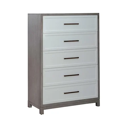 Modern Farmhouse 5-Drawer Chest with Felt-Lined Drawers