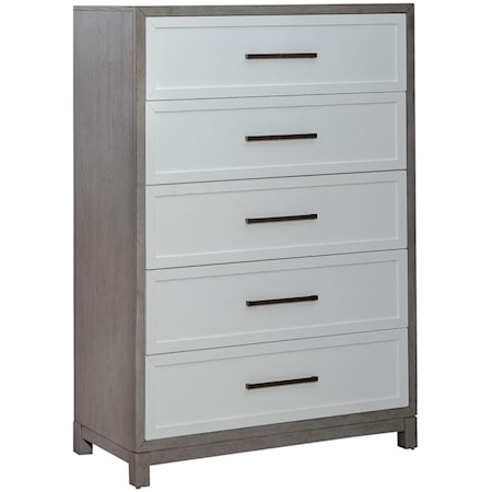 Modern Farmhouse 5-Drawer Chest with Felt-Lined Drawers