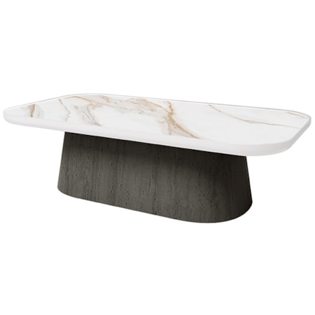 56" Rect. Faux-Stone Pedestal Coffee Table