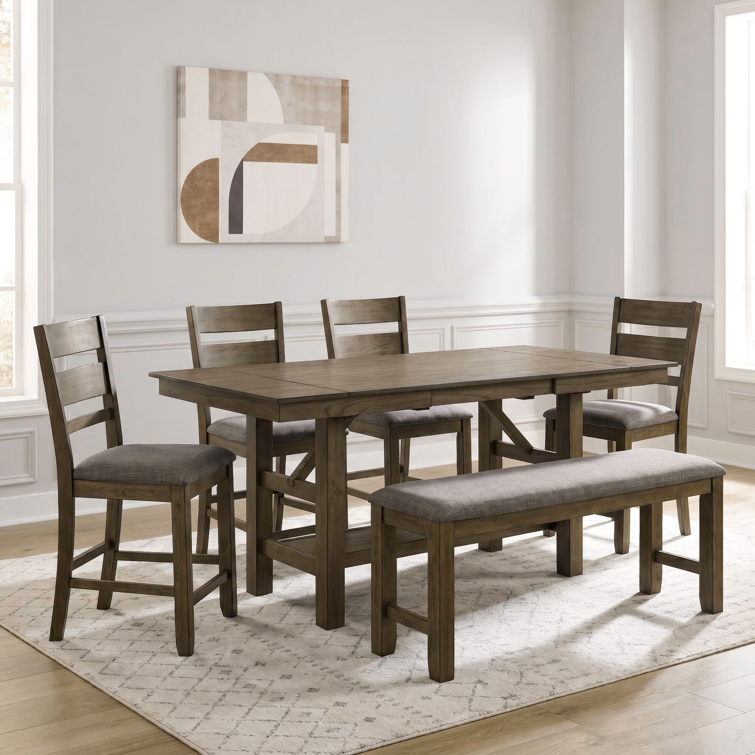 6-pc. Gathering Trestle Table Set w/Bench