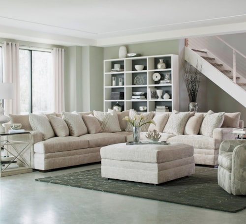 Contemporary L-Shape Sectional with Track Arms