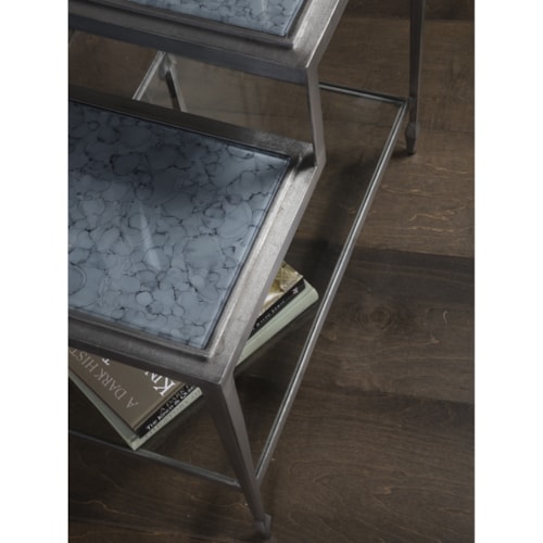 Contemporary End Table with with Eglomise Glass Tops