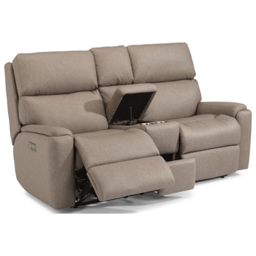 Casual Power Reclining Loveseat with Console and Power Headrests