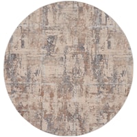 5'3"  Beige/Grey Round Rug