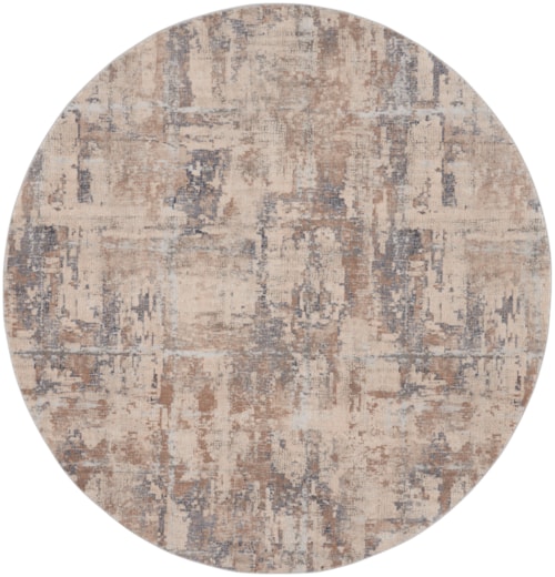 7'10"  Beige/Grey Round Rug