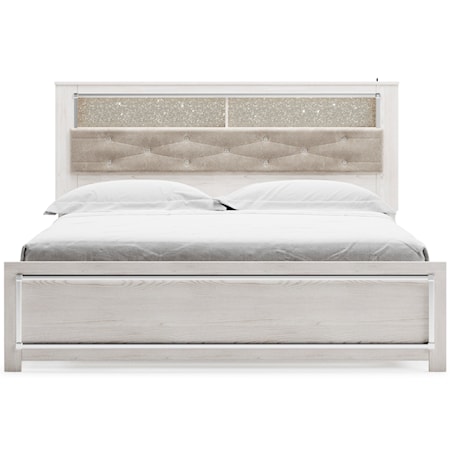 King Upholstered Bookcase Bed