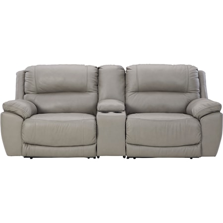Leather Match Power Reclining Sectional Loveseat