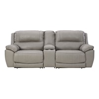 Leather Match Power Reclining Sectional Loveseat