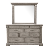 Transitional Dresser Mirror with Moulded Top