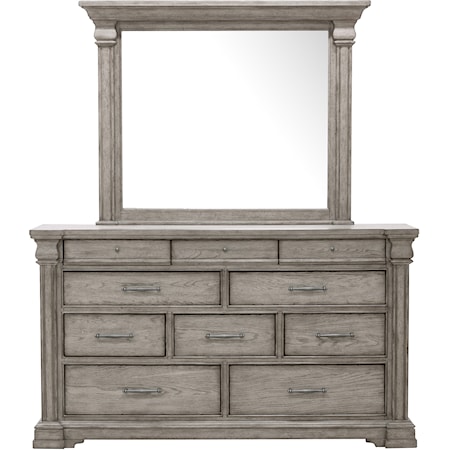Transitional Dresser Mirror with Moulded Top