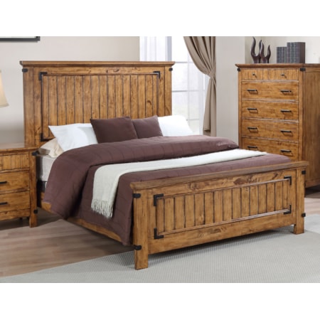 Wood Cal King Panel Bed