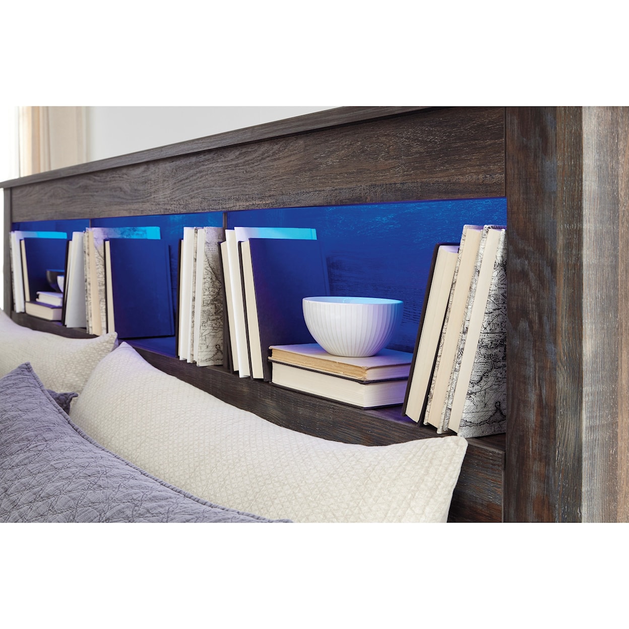 Signature Design Drystan Queen Bookcase Bed with Footboard Drawers