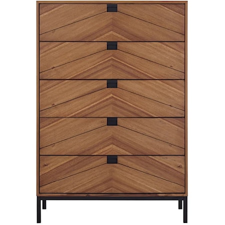 Contemporary 5-Drawer Chest with Felt-Lined Top Drawers